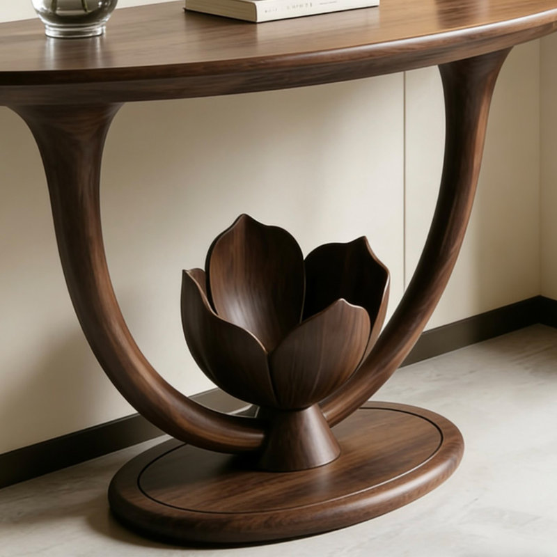 Console en bois massif de style médiéval, H 33,4 po x l 59 po x P 15,7 po