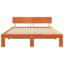 Bed Frame With Headboard Wax Brown Solid Pine Wood-1938907506