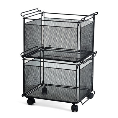 Rolling Collapsible Stackable File Storage Organizer Basket