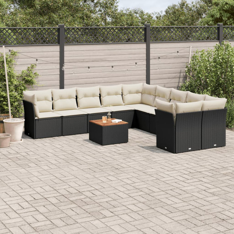 Ensemble de canapé de jardin Vidaxl noir, blanc crème