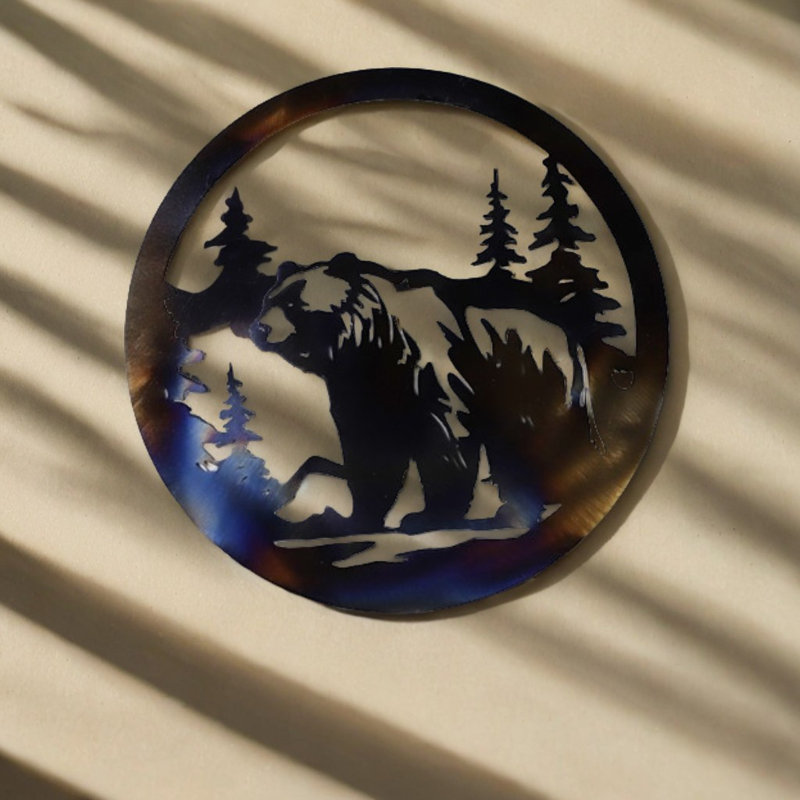 12"H Bear Round Wall Plaque