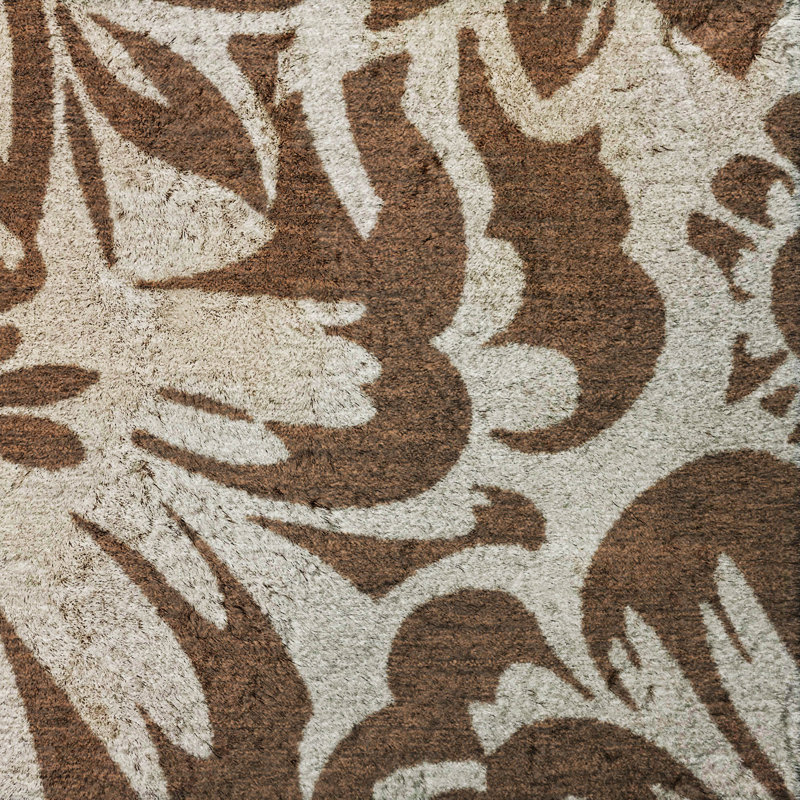 Premium Machine Washable Dream Shag ADS551 Floral Rug, 8' x 10', Brown