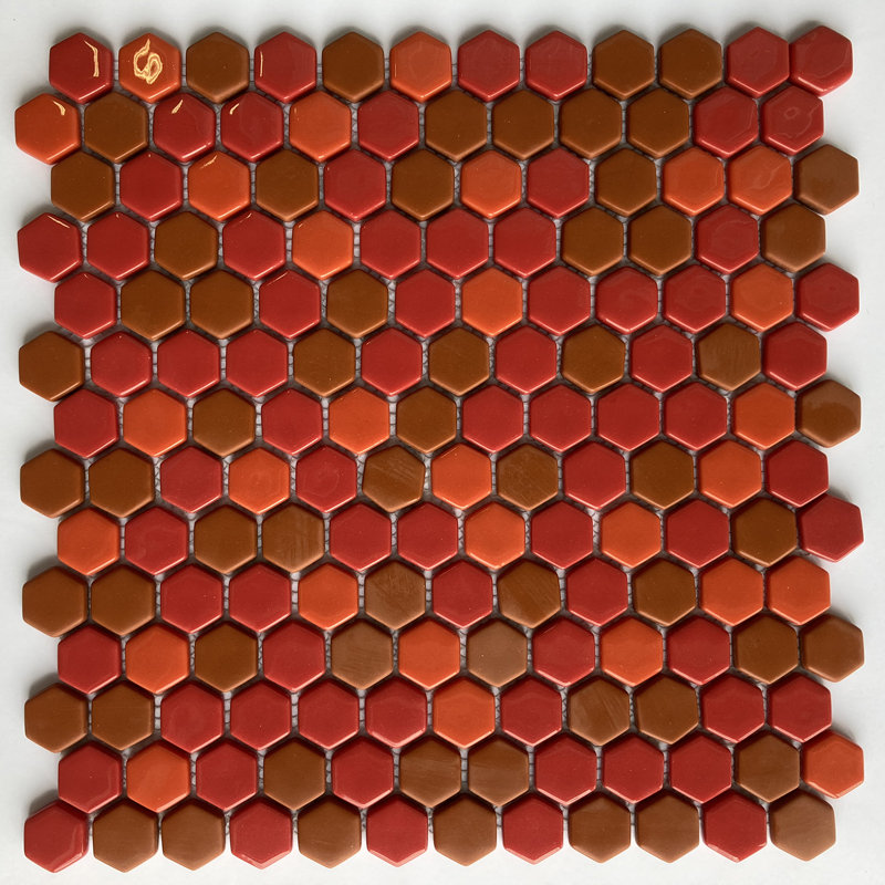 Sicily 1" x 1" Glass Honeycomb Mosaic Wall and Floor Tile, Wildfire