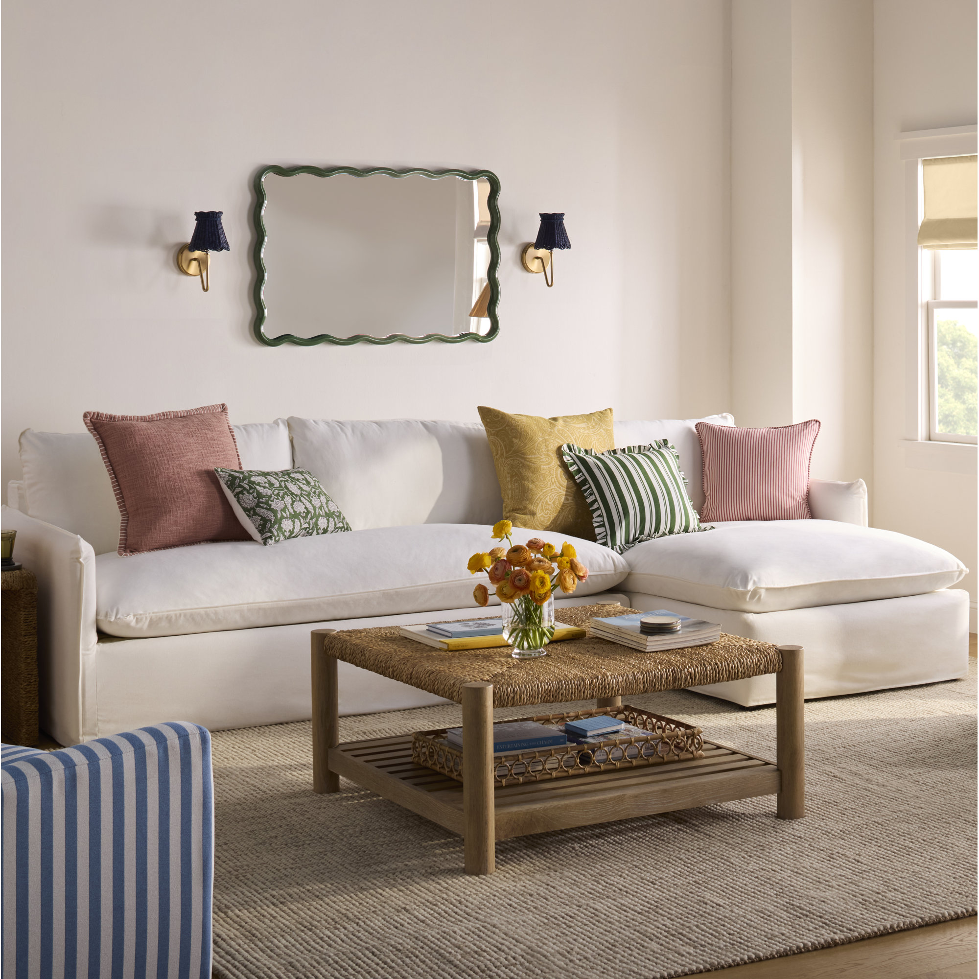 Caigan Accent Pillow, Polyester, Medium Green/White