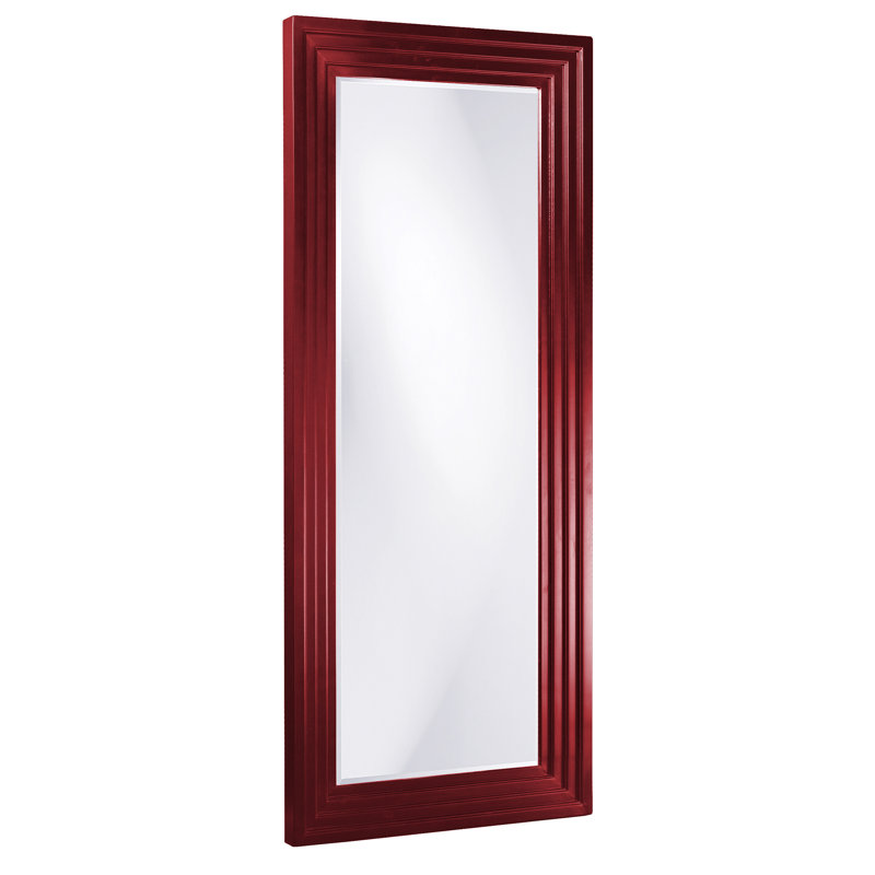 Amy Wood Flat Wall Mirror, 82" x 34", Burgundy
