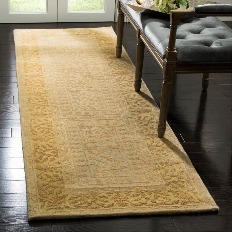 Braxtan Hand-Tufted Wool Beige Area Rug, Round 3'6"
