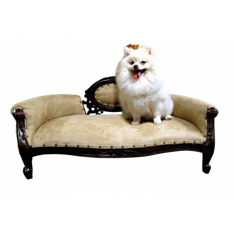 Victorian Mahogany and Microsuede Elevated Pet Sofa