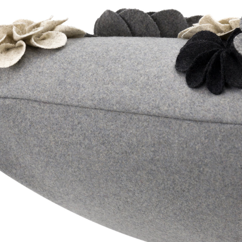 Housse de coussin 3D Floral, gris