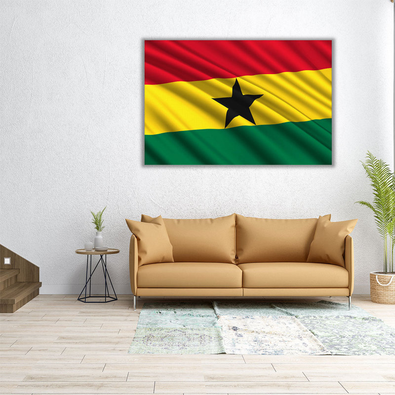 Drapeau ghanéen flottant - impression sur toile, H 20 po x l 30 po