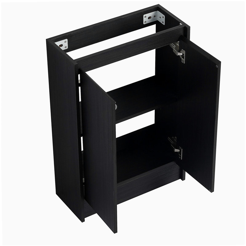 Coiffeuse 23 "avec lavabo et porte, Noir châtaignier