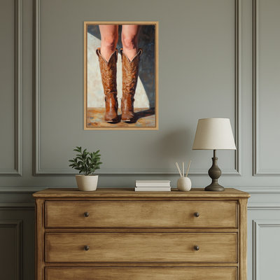 Cowboy boots by Pictufy Studio Framed Canvas Wall Art Print