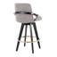 Tabouret de comptoir rembourré à hauteur fixe de 26 po avec pieds en bois noir et repose-pieds rond Whitacre-113489043