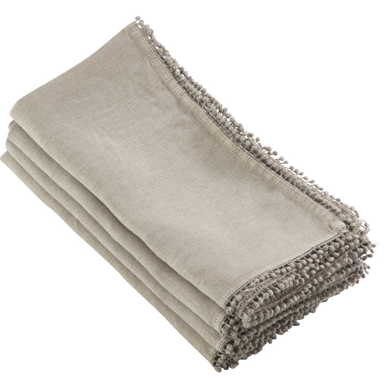 Serviette 20 po Trezza Pom Pom, Naturel
