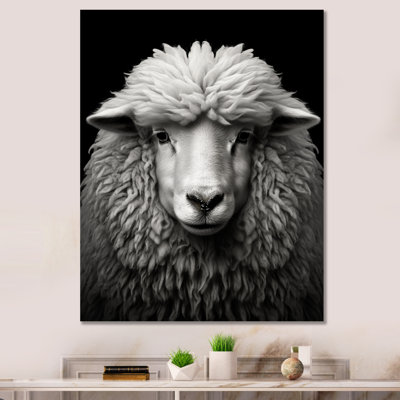 Gris, mouton blanc, noir et blanc - animaux, reproduction sur toile