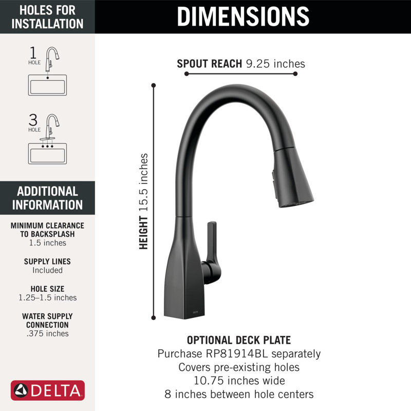 Mateo™ Pull Down Single Handle Kitchen Faucet With Accessories, Matte Black