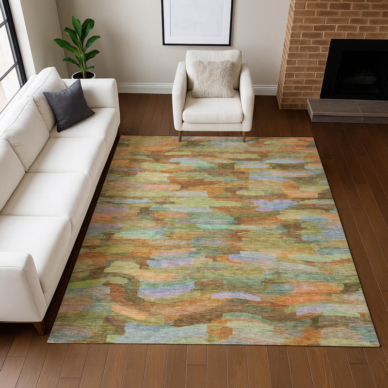 Machine Washable Indoor/Outdoor Jenning ACN2266 Stripes Rug, Rectangle 10 pi x 14 pi