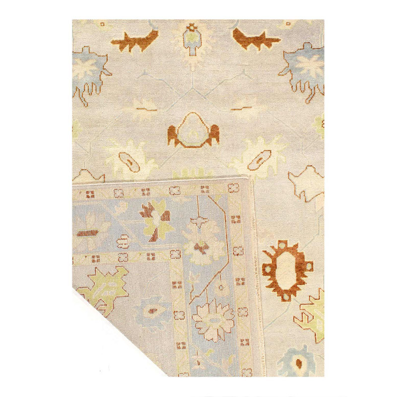 Tapis fin noué à la main Oushak 8 pi x 9 pi 11 po