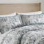 Édredon 3 pièces en coton à imprimé floral bleu, très grand lavable à la machine, rembourrage 100%