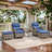 Deb 5-Piece Outdoor Conversation Set with Wicker Swivel Rocking Chairs, Ottomans & Side Table-1811363669
