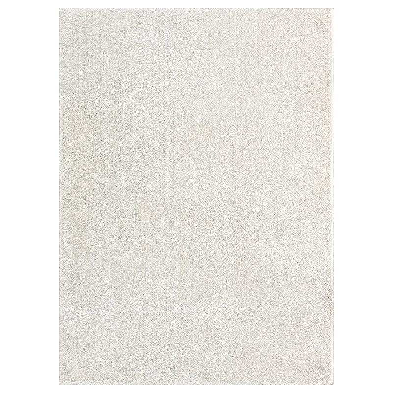 Taeler Washable Modern Living Room Rug Polyester Plain - Anti-Slip Felt Backing Carpet Bedroom-Hallway, Cream, Round 100 cm