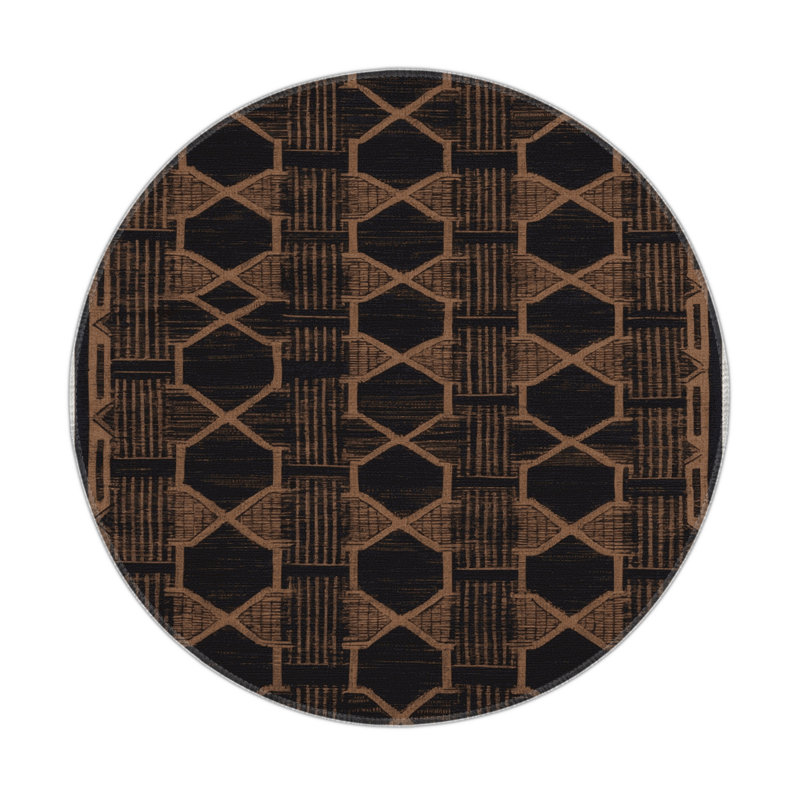 Trellis Gray Indoor and Outdoor Area Rug, Round 5'