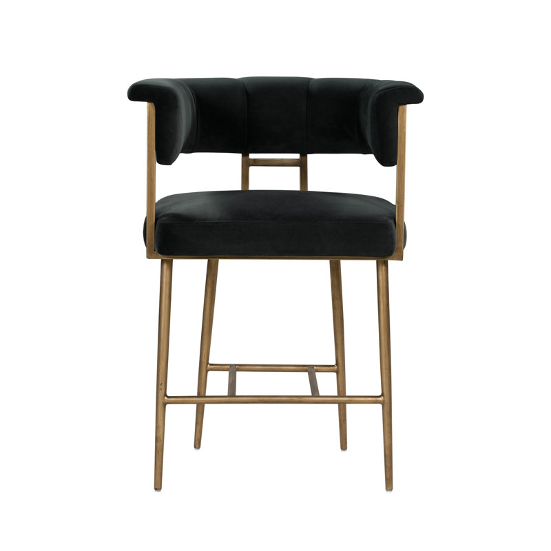 Beyan Upholstered Counter Stool with Metal Frame, 95cm H x 66cm W x 55.1cm D 