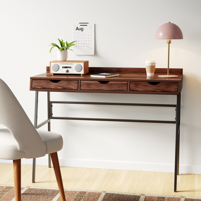 Canal 3-Drawer 42" Writing Desk, Dark Walnut