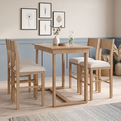 Dining Table Set with Four Upholstered Chairs