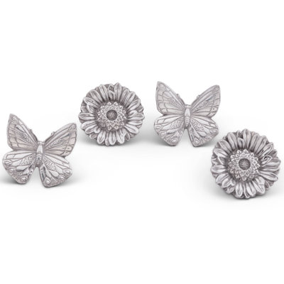 Ensemble de 4 serviettes à papillons et fleurs