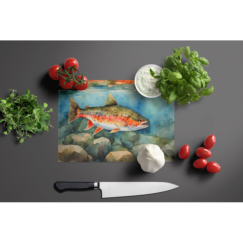 Brook Trout Glass Cutting Board Large