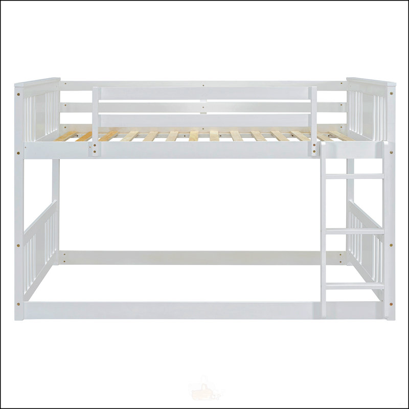 Full Over Full Bunk Bed With Ladder, Full, White