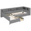 Lit plateforme simple en L avec lit gigogne, tiroir et tablettes de rangement - Économie d'espace, gris-918055766