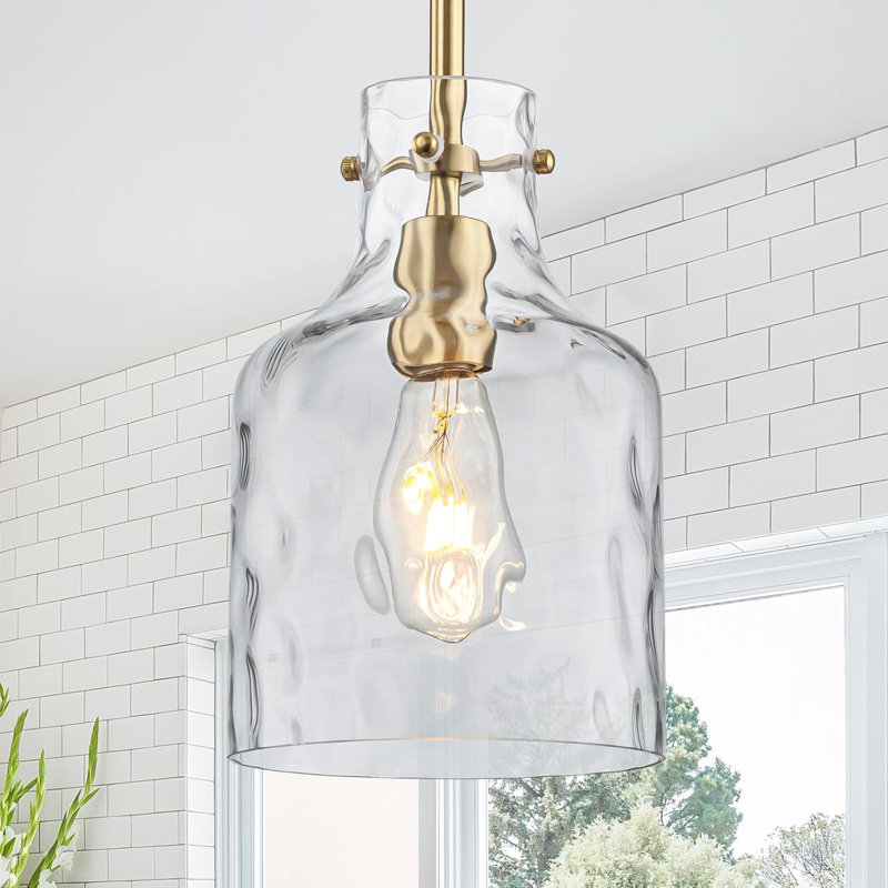 7" Hammered Glass Shade Pendant Lights
