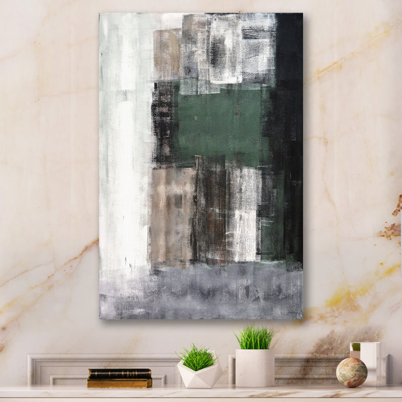 «Green Meets Brown», art mural moderne et contemporain sur toile, H 12 po x l 8 po x P 1 po, Toile tendue