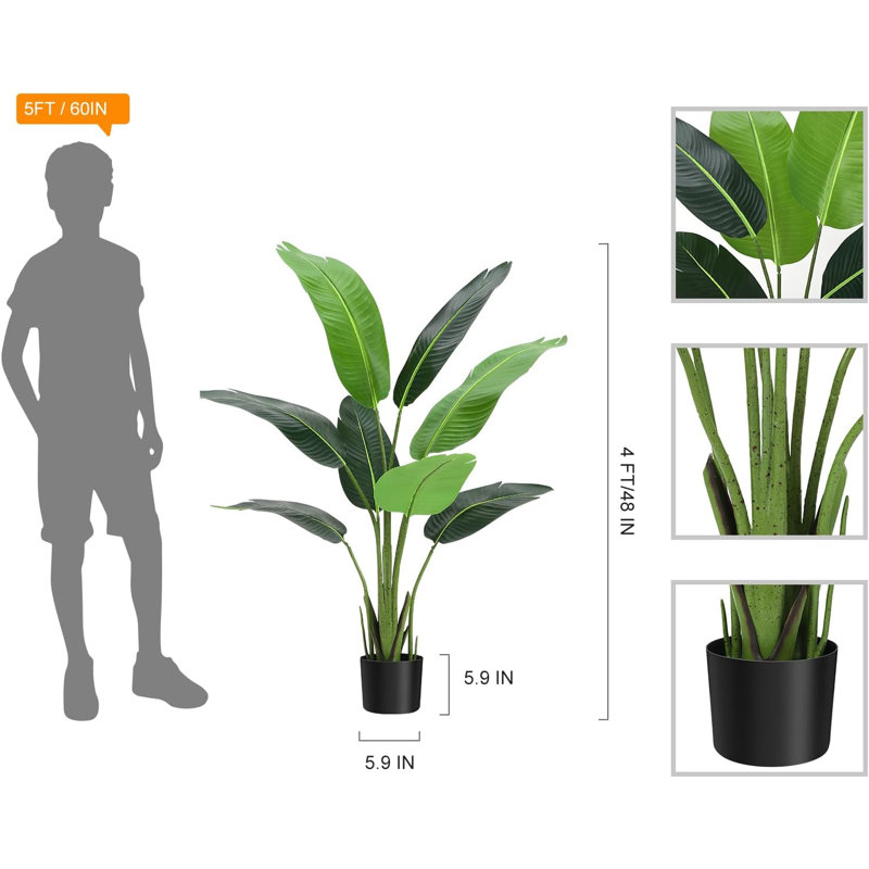 Oiseau de paradis, plante artificielle, H 48 po x l 5,9 po x P 5,9 po