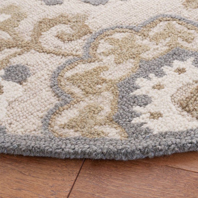 Eneo Hand Tufted Wool Geometric Rug, Round 6'