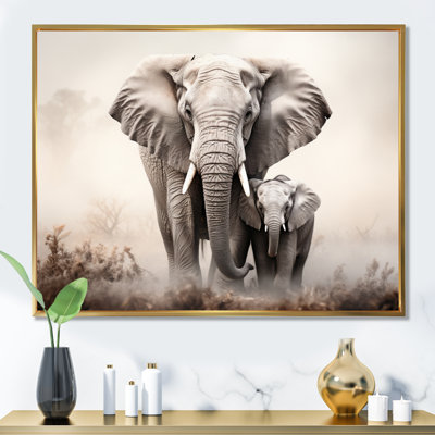 «Black and White Elephant Embrace Of Force II», reproduction sur toile