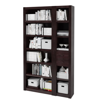 Elona 213cm H x 128cm W Solid Wood Library Bookcase