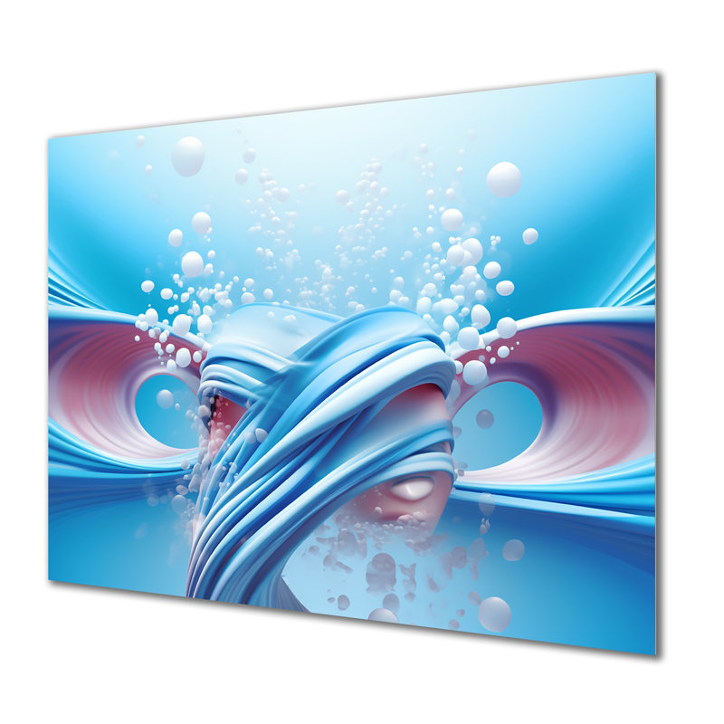 «Fractal Blue and White Fusion I», art mural en métal fractal MT137550, H 30 po x l 40 po x P 1,5 po