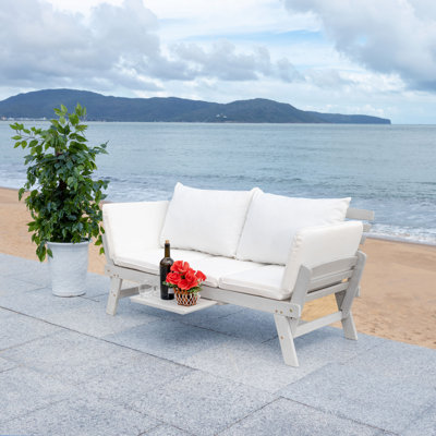 Stockbridge 73.82'' Wide Straight Acacia Patio Daybed with Cushions