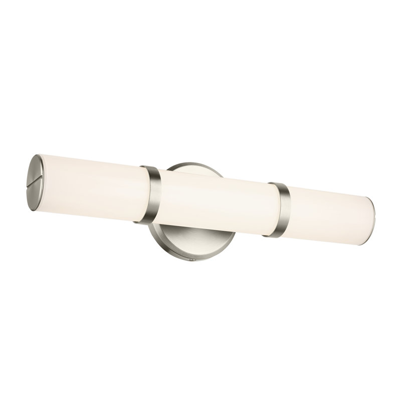 18" Bath Bar Small LED with White Glass, Brushed Nickel