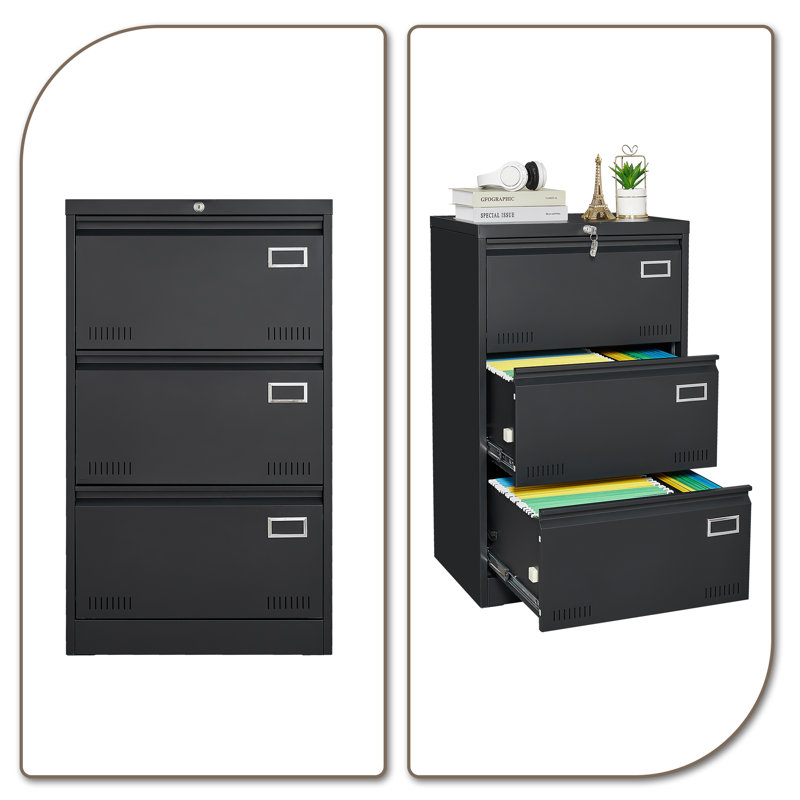 Cadell 23.61'' Wide 3 -Drawer File Cabinet, Black