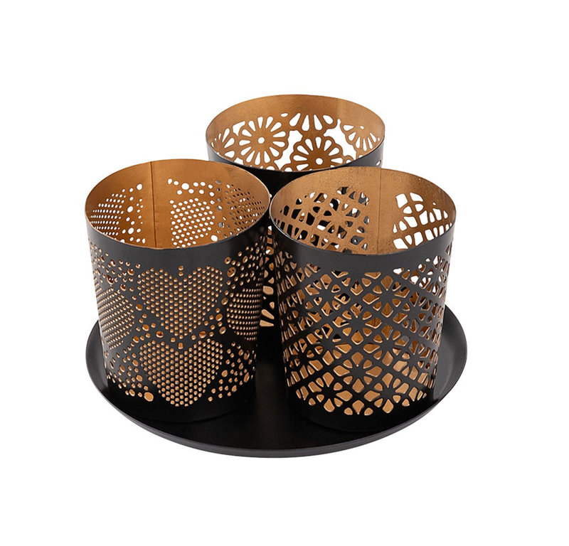 3 Piece Metal Tealight Holder Set