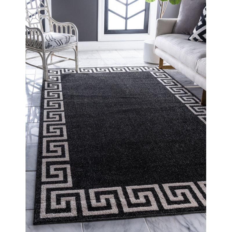 Tapis gris anthracite et beige tissé au métier mécanique Balabak, Rectangle 2 pi x 3 pi 1 po