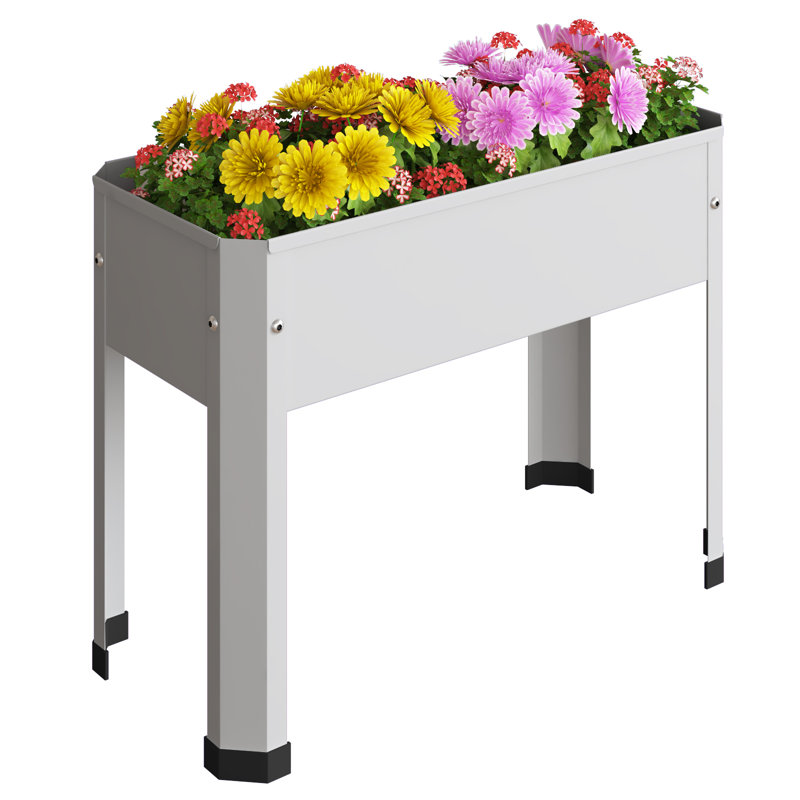 Assiyah Metal Elevated Planter, White