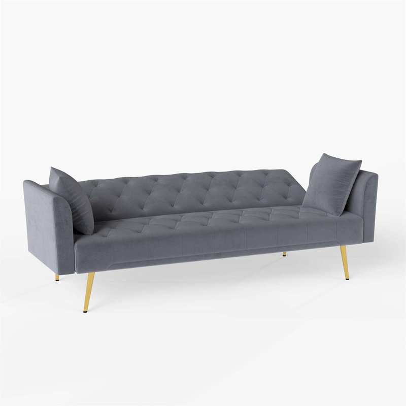 Canapé-lit moderne convertible pliable de 72 pouces avec un design capitonné pour les petits espaces et une utilisation multifonctionnelle.