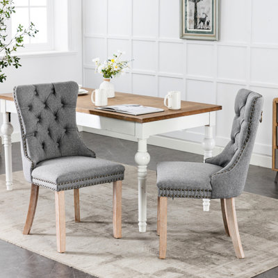Élégante chaise grise, 2 pièces avec revêtement en tissu de lin Sw6801gy