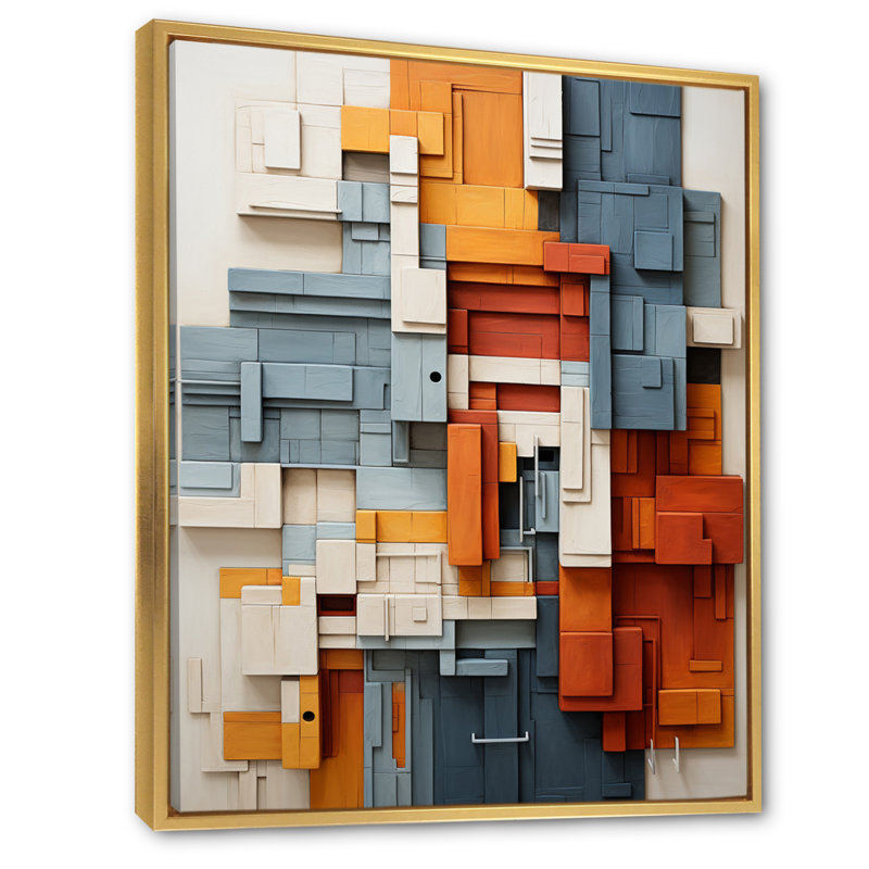 «Karlskoga Constructivism Construit Horizons II», reproduction, Cadre flottant doré, H 32 po x l 24 po x P 1 po