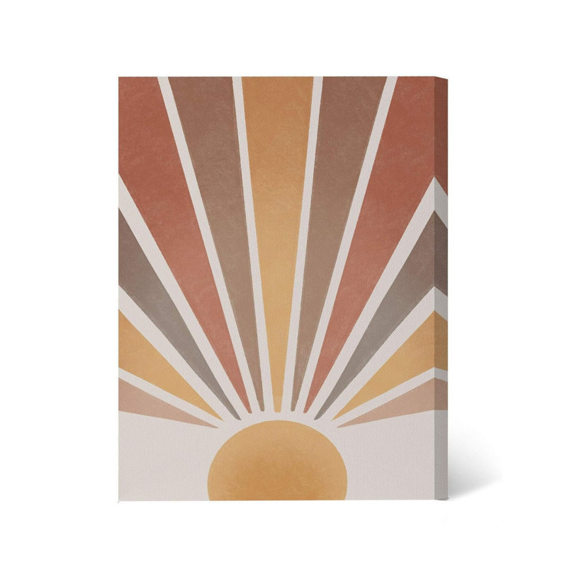 «Terracotta Retro Sunburst», art mural, impression abstraite boho H 32 po x l 24 po