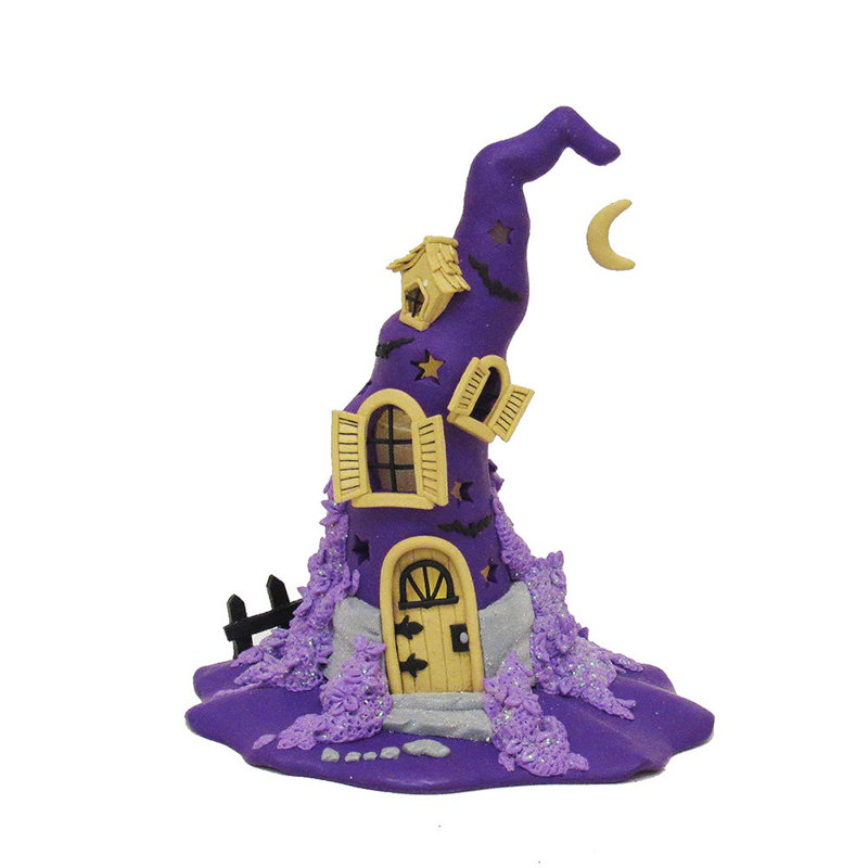 Claydough Halloween LED Witch Hat Tablepiece